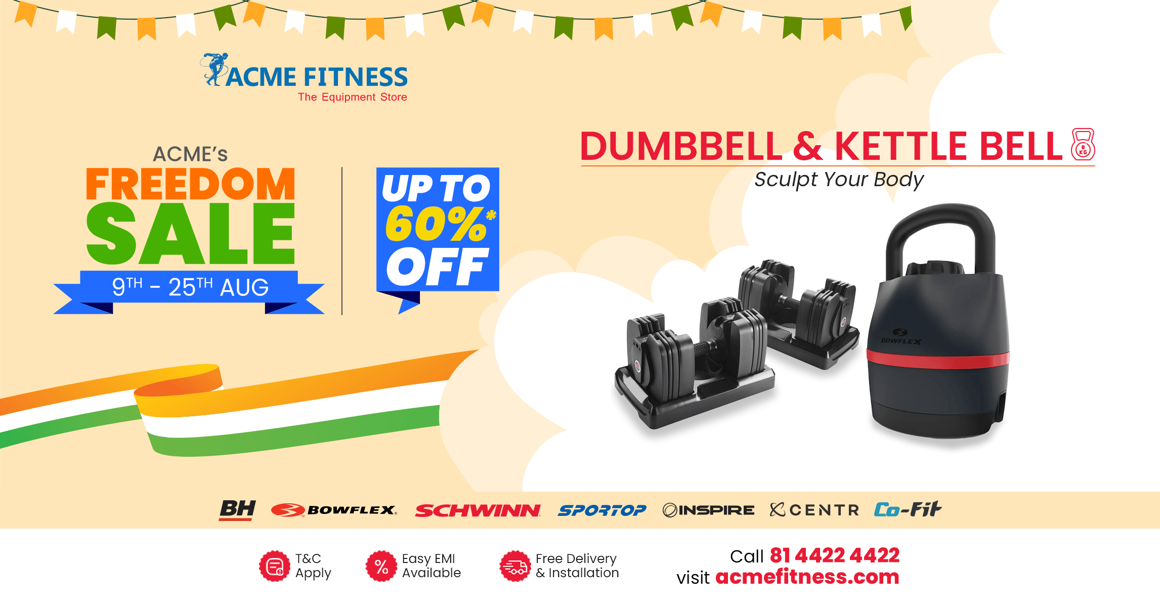 Independence Day Freedom Sale Kettlebell Blowout: Limited Time Offer from ACME Fitness Pvt Ltd!